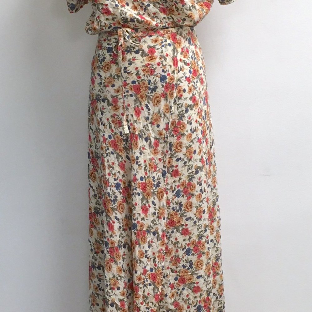 AUGUSTE the label rose floral maxi dress wrap around feminine 6 short sleeve - Picture 8 of 10